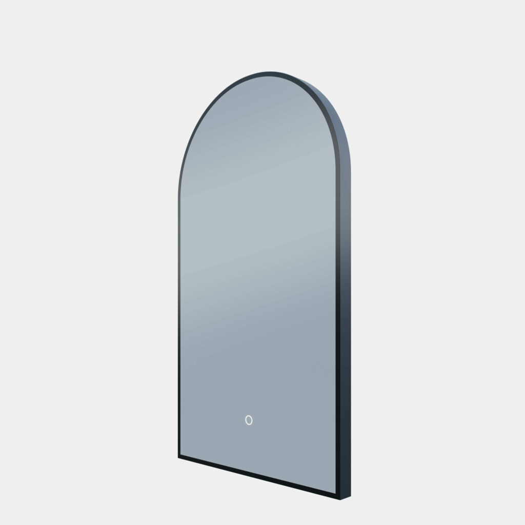 Framed A-Series Arch LED Mirror - Manhattan Black, 505 x 905