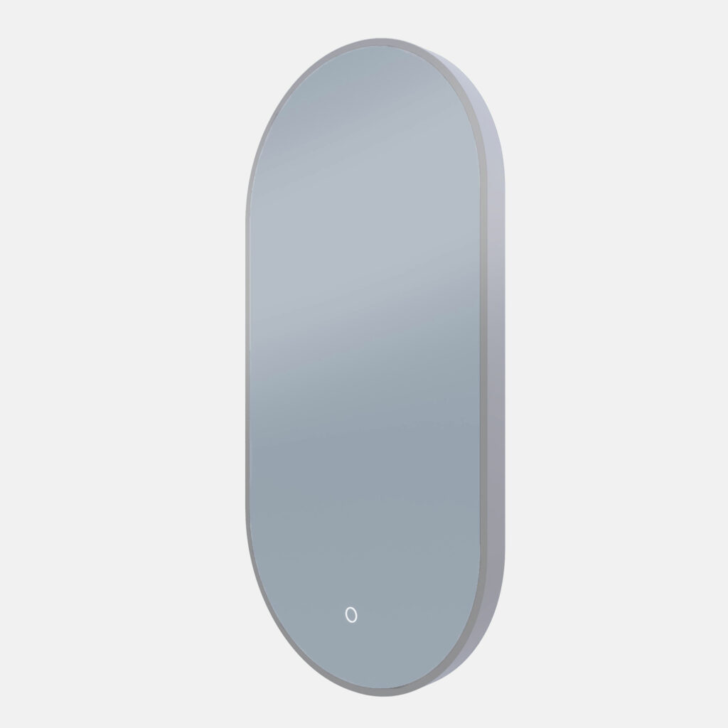 Framed O-Series Oval LED Mirror - Brits Nickel, 455 x 905