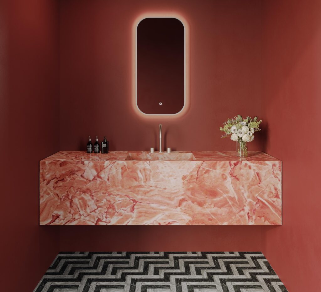 Framed I-Series Soft Rectangle LED Mirror - Brits Nickel, 450 x 900