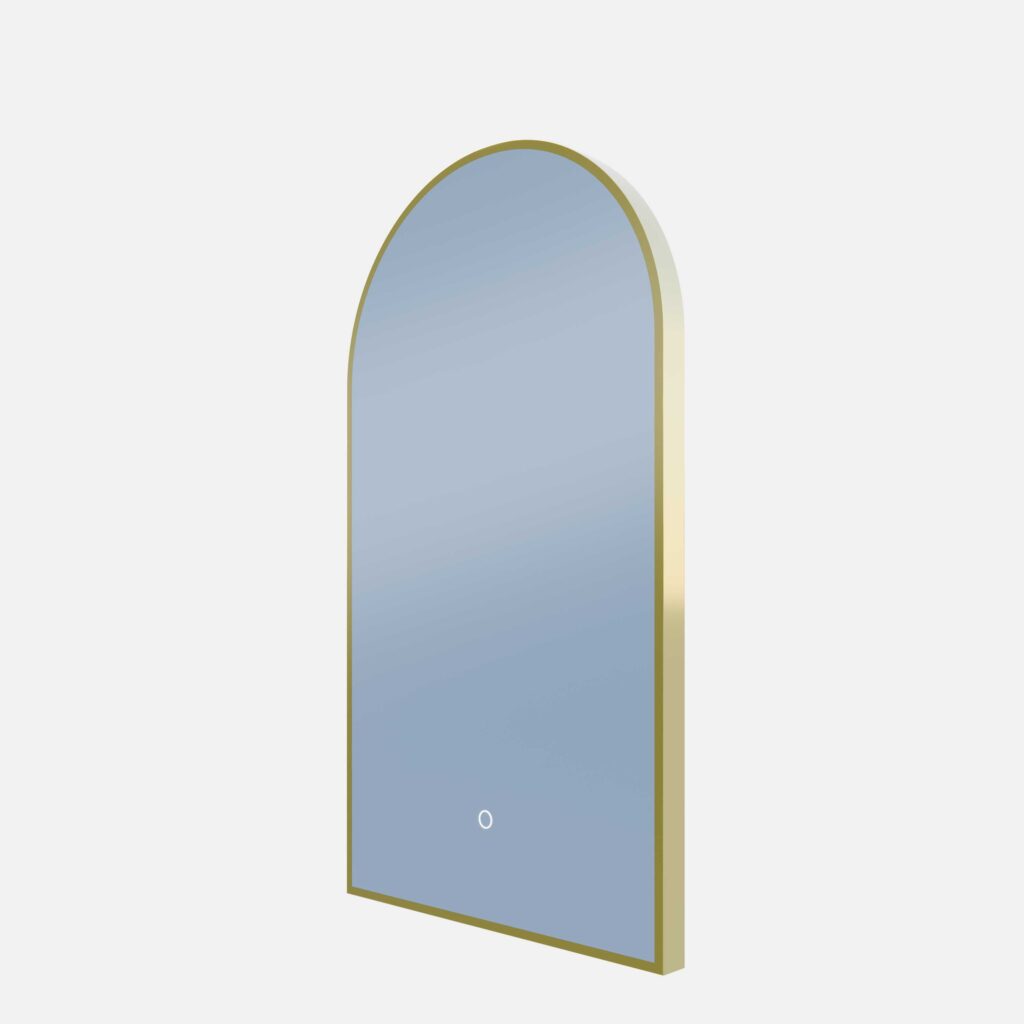 Framed A-Series Arch LED Mirror - Nordic Gold, 505 x 905