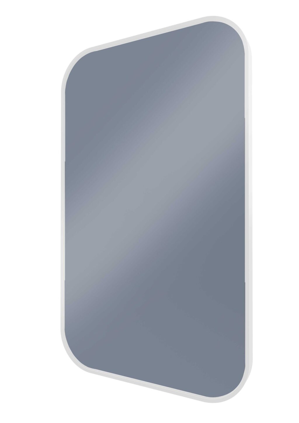 MODERN SOFT RECTANGLE: ROUNDED RECTANGLE WALL MIRROR with  Portable Magnifier - Milano White, 600 x 1000
