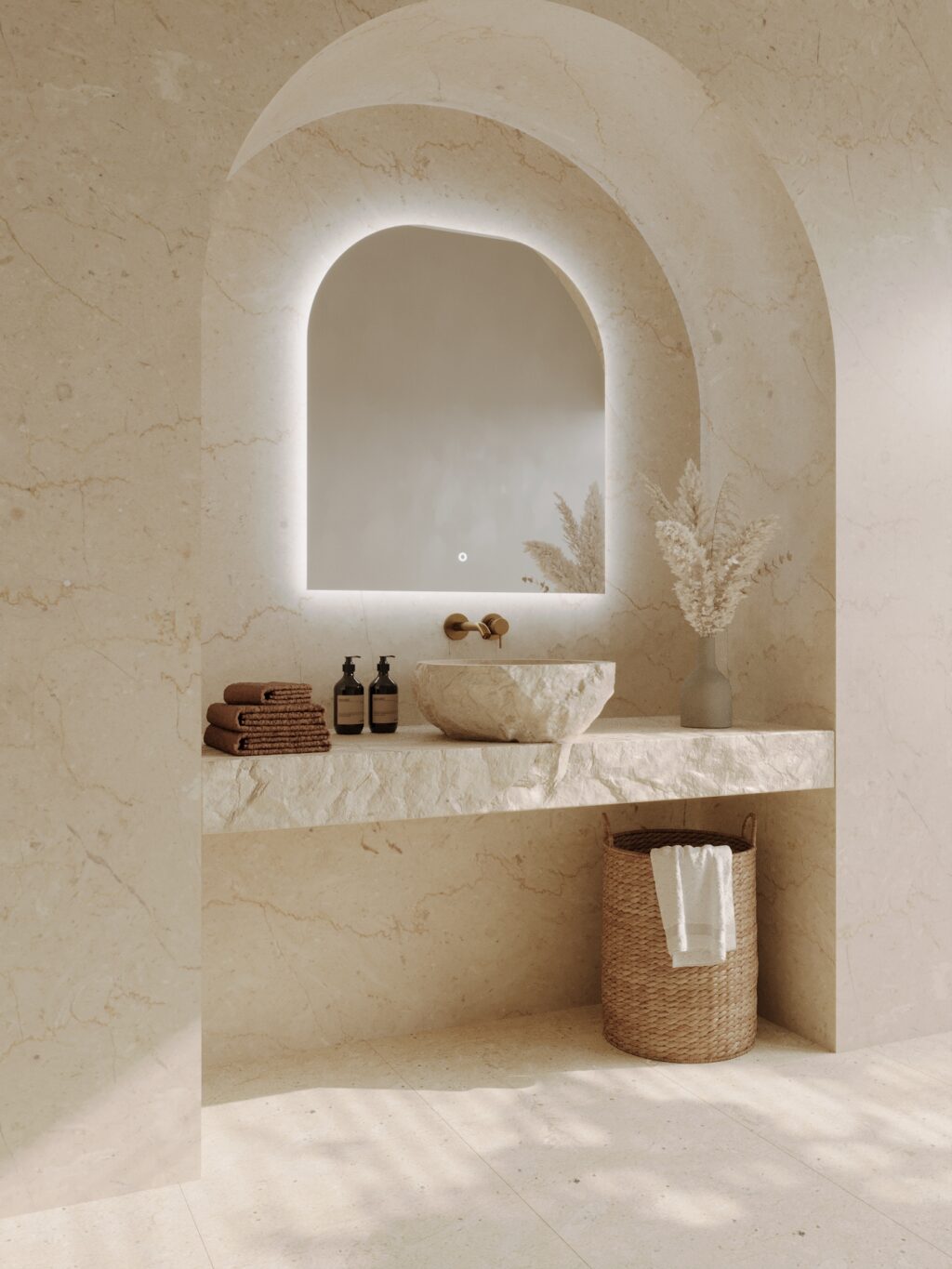 COVE SOFT ARCH LED MIRROR - Frameless, 900 x 900