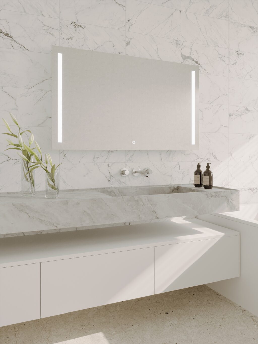 DUO FRONTLIT LED MIRROR - Frameless, 1200 x 700