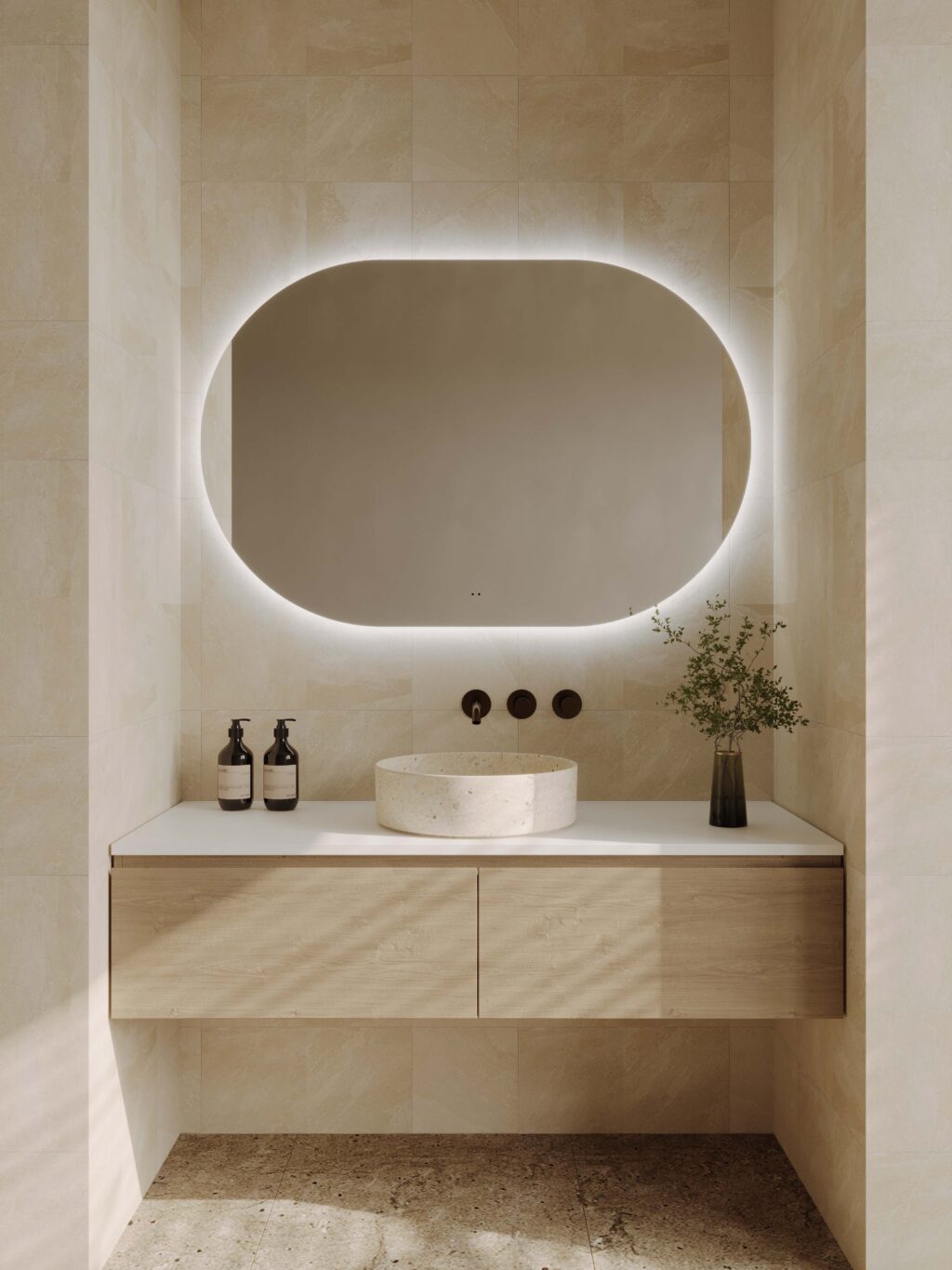 O-SERIES Landscape Oval LED Mirror - Frameless, 1200 x 800
