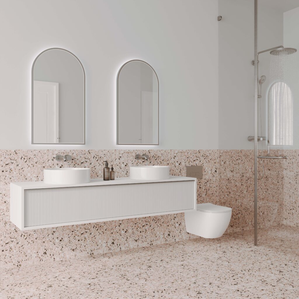 Framed A-Series Arch LED Mirror - Brits Nickel, 500 x 900