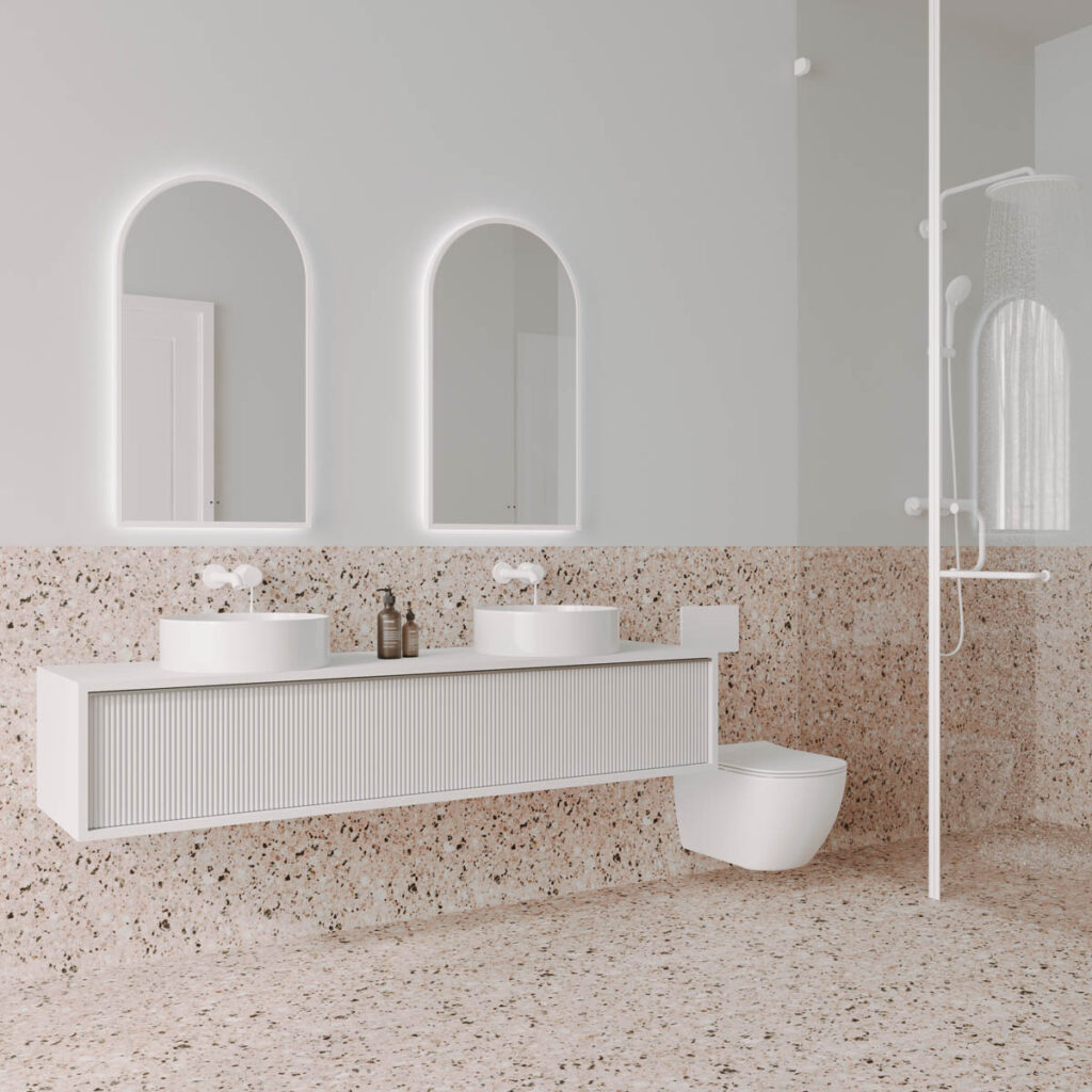 Framed A-Series Arch LED Mirror - Milano White, 505 x 905