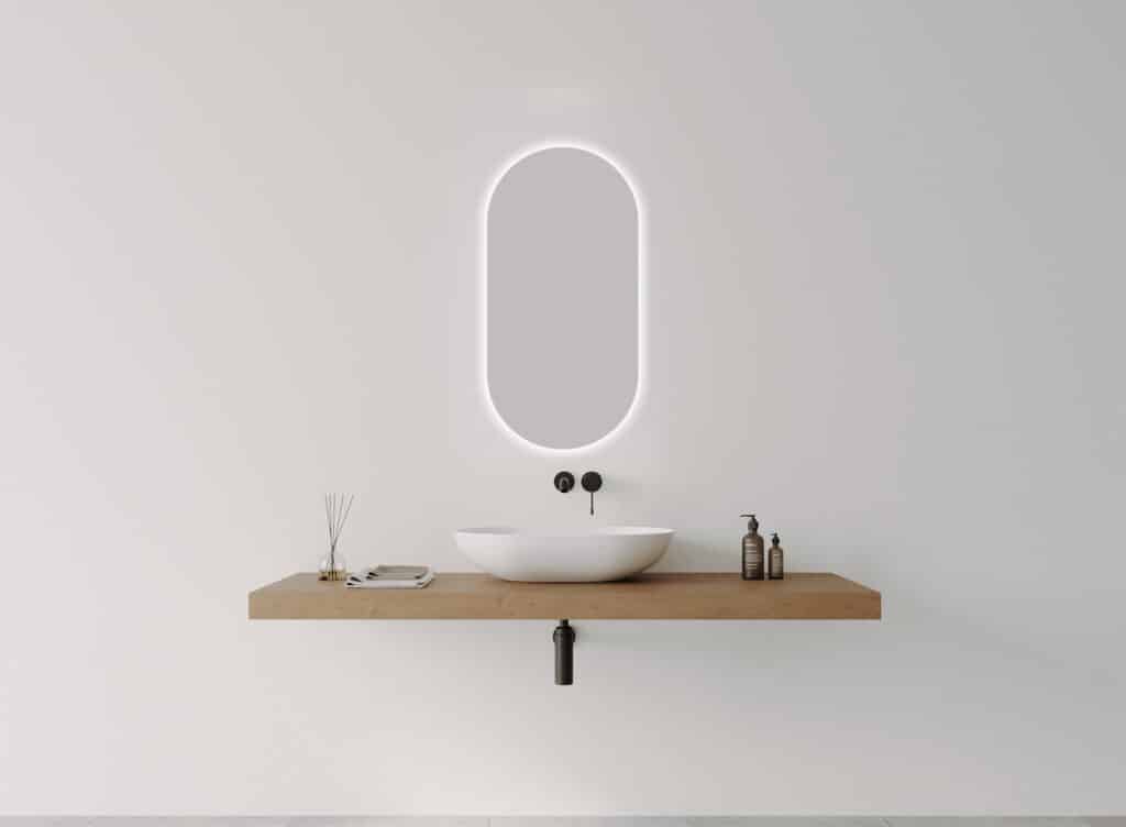 O-SERIES – OVAL LED MIRROR - Frameless, 450 x 900