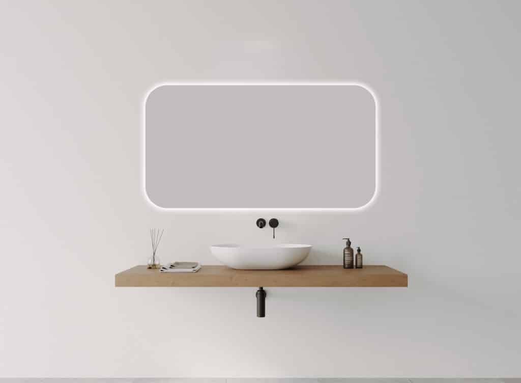 I-Series Soft Rectangle LED mirror - Frameless, 1500 x 800