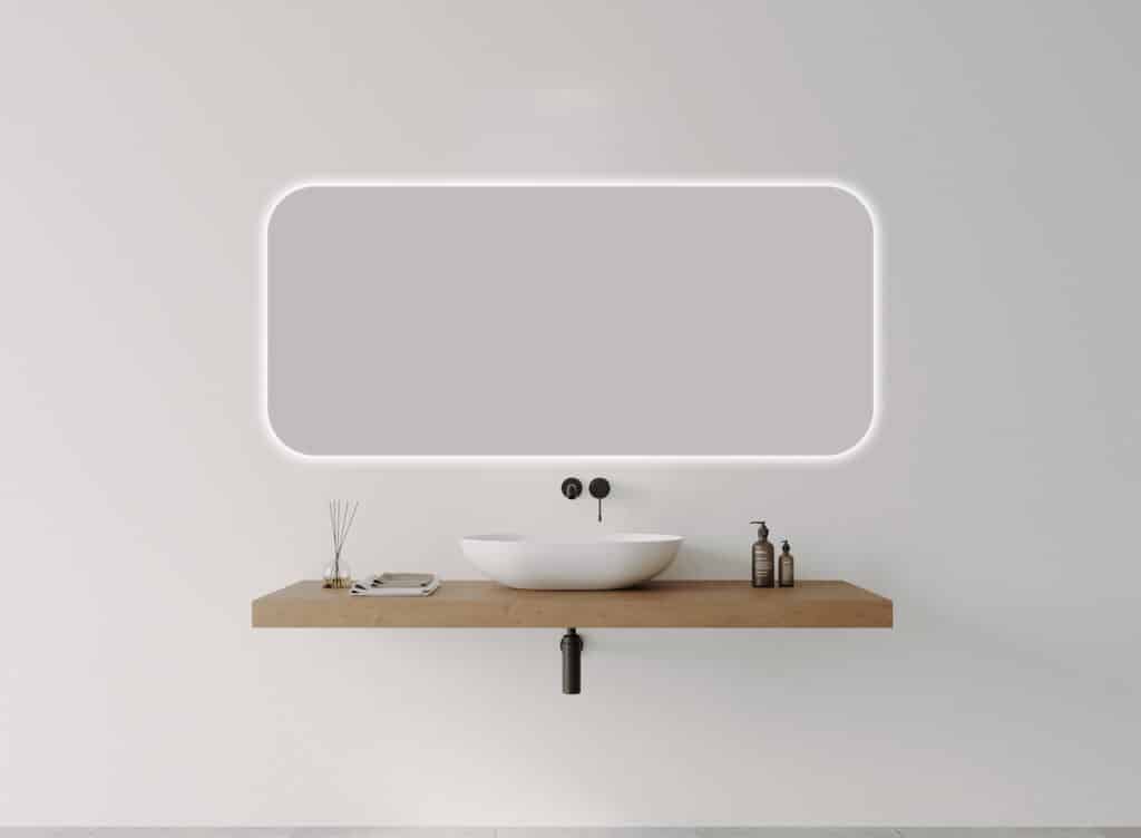 I-Series Soft Rectangle LED mirror - Frameless, 1800 x 800