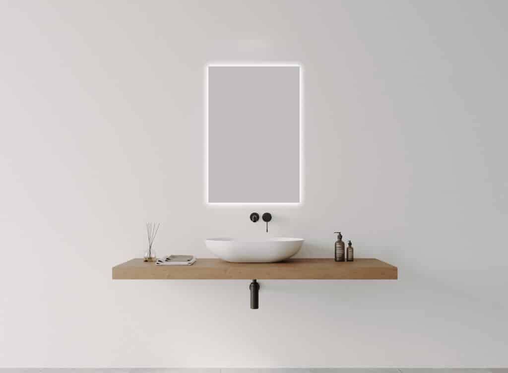 R-Series Rectangle LED mirror - Frameless, 600 x 900