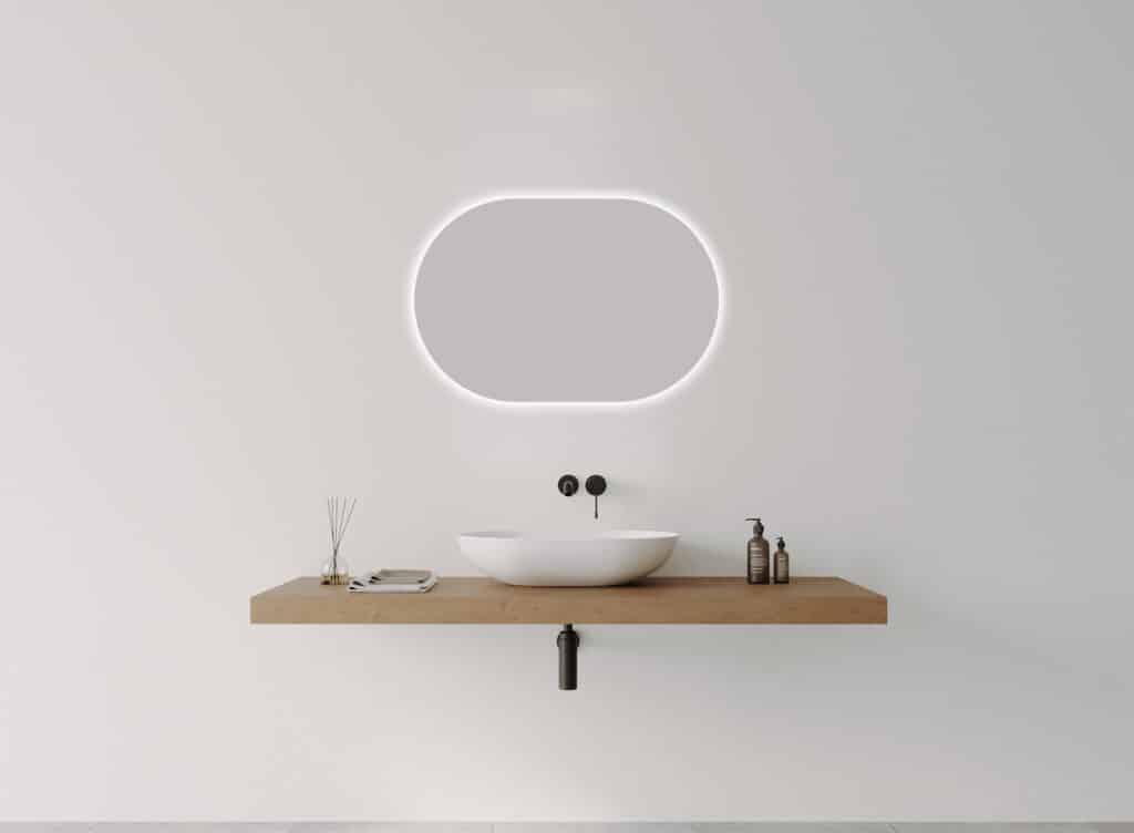 O-SERIES Landscape Oval LED Mirror - Frameless, 900 X 600