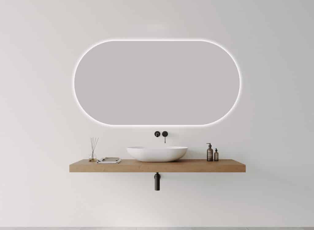 O-SERIES Landscape Oval LED Mirror - Frameless, 1800 x 900