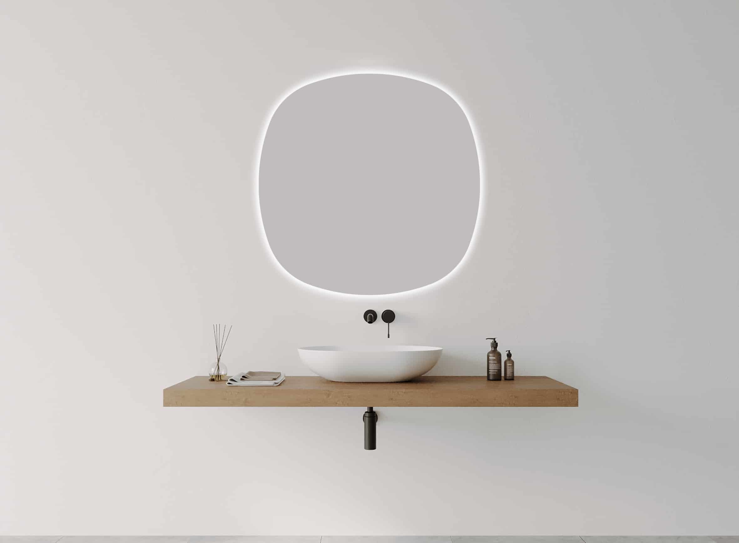 INOX ROUNDED SQUARE LED MIRROR - Image 3